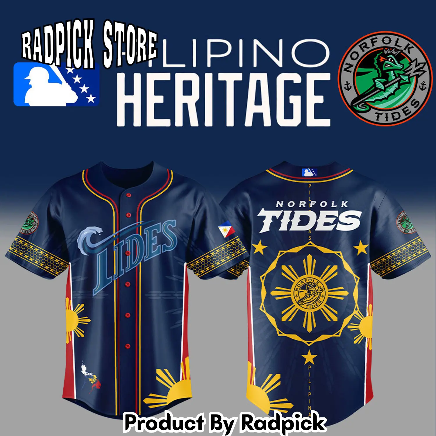 Radpick norfolk tides filipino heritage combo baseball jersey rp127227